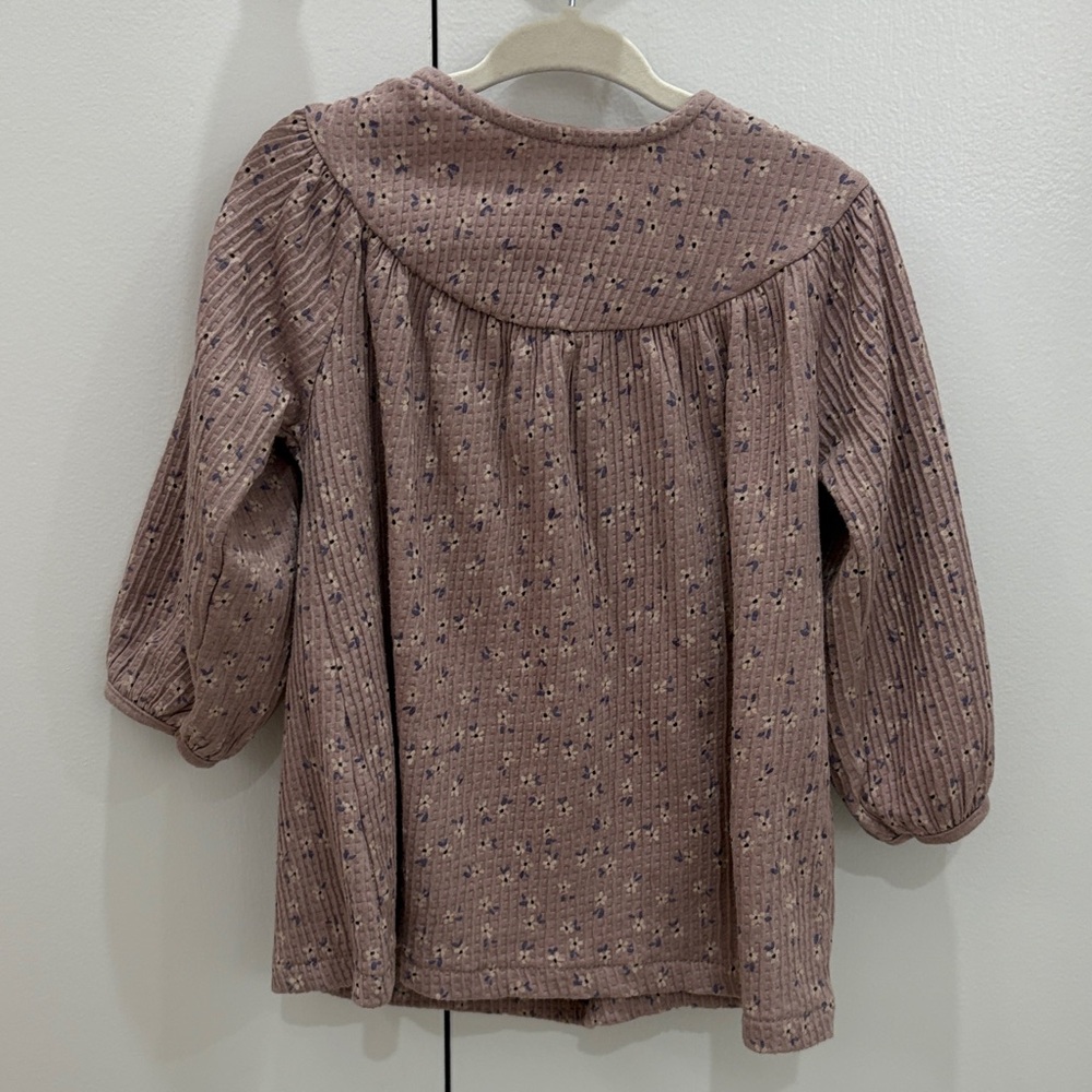 Zara Mauve Floral-Print Long-Sleeve Girls' Top